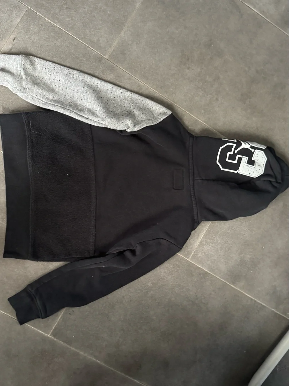 Jordan Black & Gray Zip-Up Hoodie with Number Graphic